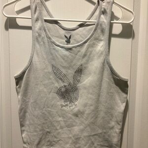 Y2K playboy bedazzled tank top